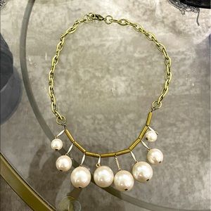 Anthropology Gold Pearl Necklace
